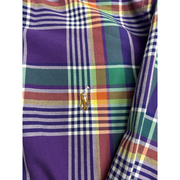Polo Ralph Lauren Shirt Mens 2XL Purple Green Plaid Classic Fit Long Sleeve New - Picture 2 of 9